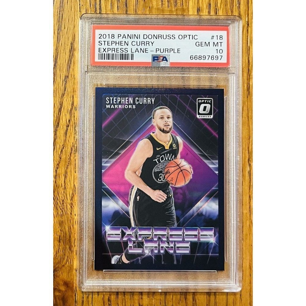 2018 Panini Donruss Optic Express Lane 18 Stephen Curry Purple PSA 10 Gem Mint